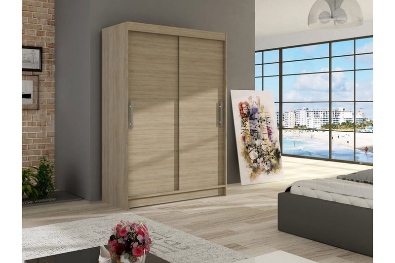 Estella Garderobe 120 cm Skyvedører - Eik - Oppbevaring - Garderober & garderobesystem