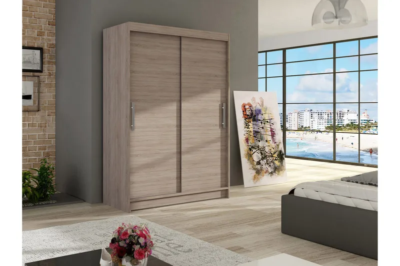 Estella Garderobe 120 cm Skyvedører - Lys Eik - Oppbevaring - Garderober & garderobesystem