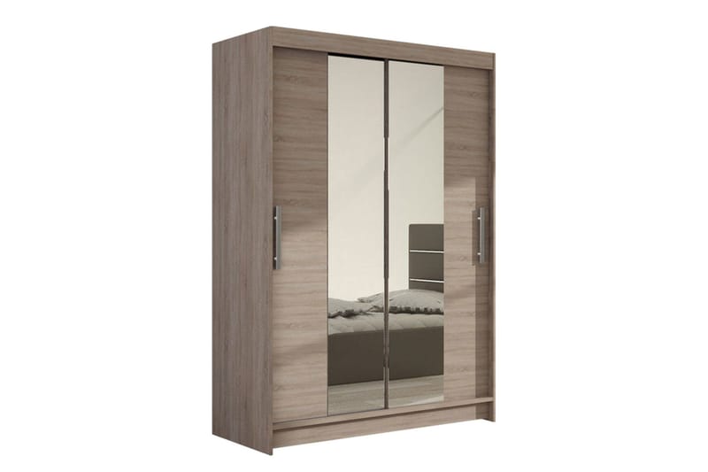 Estella Garderobe 120 cm Skyvedører Smalt Speil, Eik