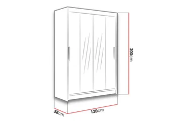 Estella Garderobe 120 cm Skyvedører Smalt Speil - Svart - Oppbevaring - Garderober & garderobesystem