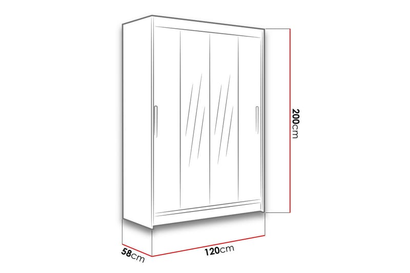 Estella Garderobe 120 cm Skyvedører Smalt Speil - Svart - Oppbevaring - Garderober & garderobesystem