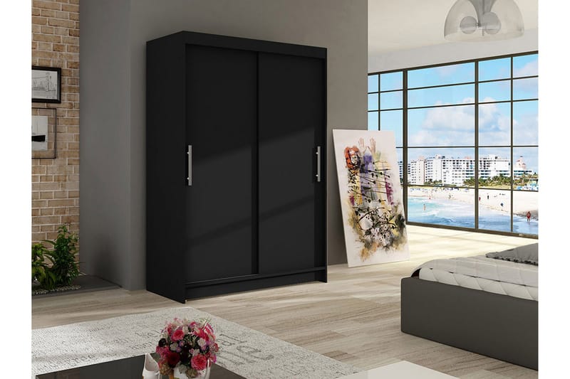 Estella Garderobe 120 cm Skyvedører - Svart - Oppbevaring - Garderober & garderobesystem