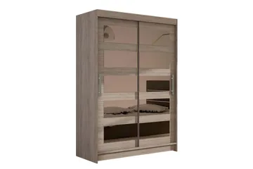 Estella Garderobe Skyvedører 5-Delt Speil - Eik - Oppbevaring - Garderober & garderobesystem