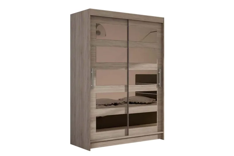 Estella Garderobe Skyvedører 5-Delt Speil, Eik