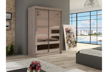 Estella Garderobe Skyvedører 5-Delt Speil - Eik - Oppbevaring - Garderober & garderobesystem