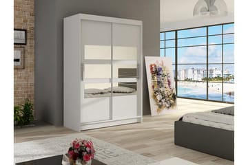 Estella Garderobe Skyvedører Delt Speil - Hvit - Oppbevaring - Garderober & garderobesystem