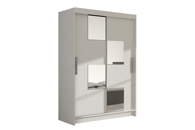 Estella Garderobe Skyvedører Firekantet Speil, Hvit