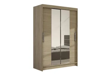 Estella Garderobe Skyvedører Smaltt Speil - Eik - Oppbevaring - Garderober & garderobesystem