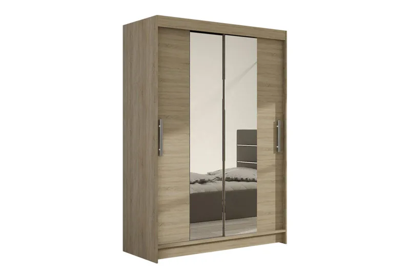 Estella Garderobe Skyvedører Smaltt Speil - Eik - Oppbevaring - Garderober & garderobesystem
