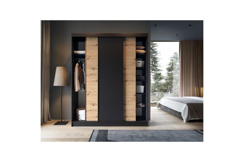 Esville Garderobe 120x220 cm - Brun - Oppbevaring - Garderober & garderobesystem