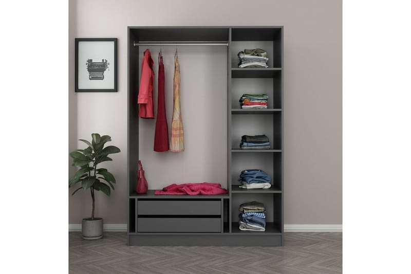 Fruitland Garderobe 135 cm - Antrasitt - Oppbevaring - Garderober & garderobesystem