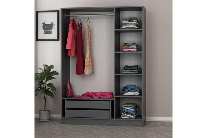Fruitland Garderobe 135 cm - Antrasitt - Oppbevaring - Garderober & garderobesystem