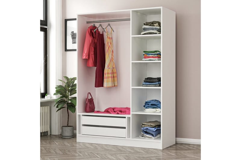 Fruitland Garderobe 135 cm i Malt Tre - Hvit - Oppbevaring - Garderober & garderobesystem