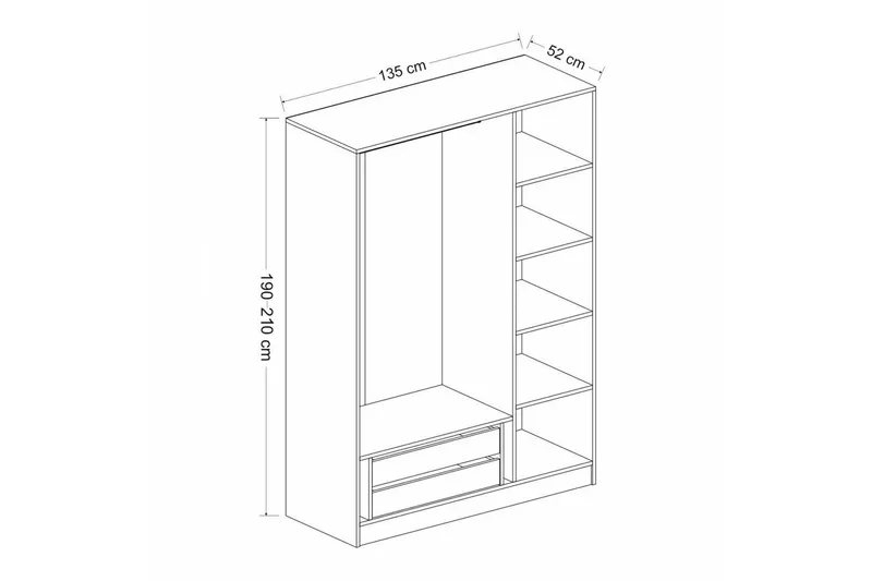 Fruitland Garderobe 135 cm i Malt Tre - Hvit - Oppbevaring - Garderober & garderobesystem