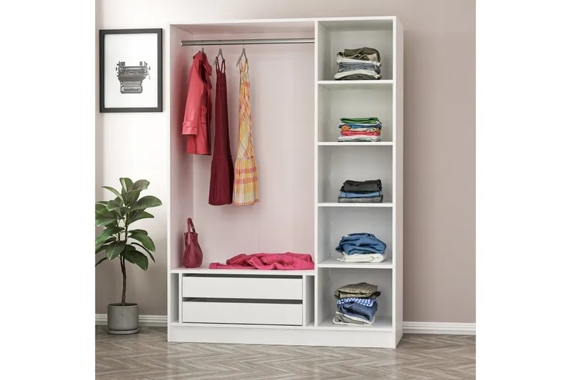 Fruitland Garderobe 135 cm i Malt Tre - Hvit - Oppbevaring - Garderober & garderobesystem