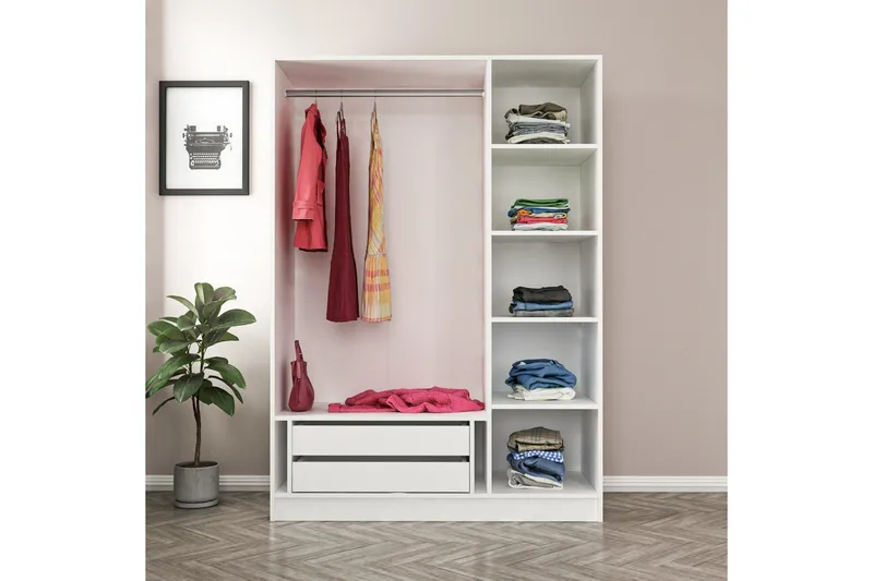Fruitland Garderobe 135 cm i Malt Tre - Hvit - Oppbevaring - Garderober & garderobesystem