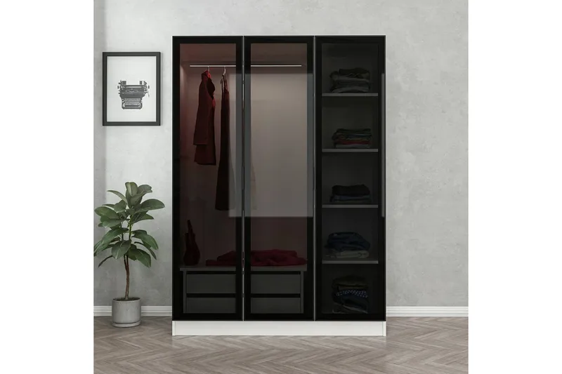 Fruitland Garderobe 135 cm - Svart/Hvit - Oppbevaring - Garderober & garderobesystem