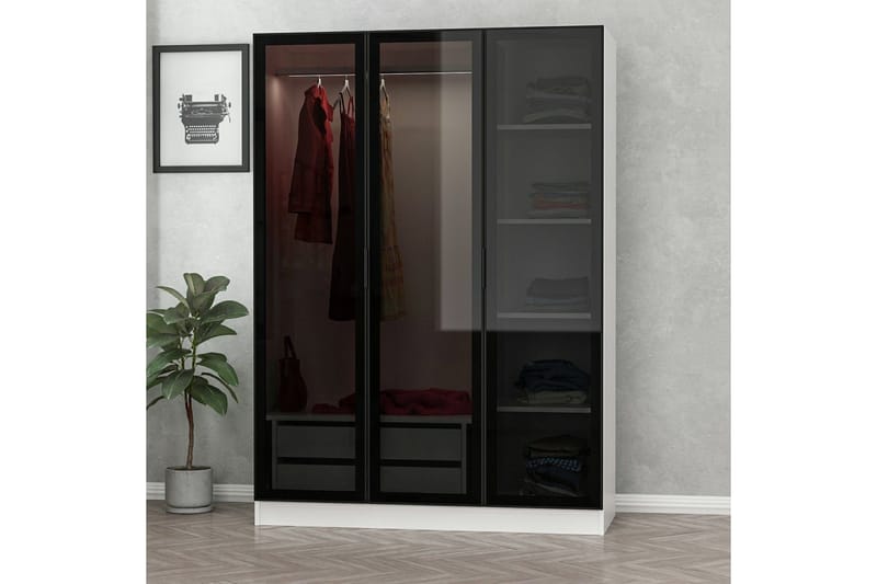 Fruitland Garderobe 135 cm - Svart/Hvit - Oppbevaring - Garderober & garderobesystem