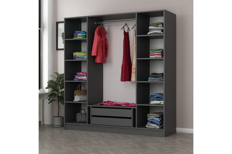 Fruitland Garderobe 180 cm - Antrasitt - Oppbevaring - Garderober & garderobesystem