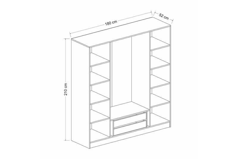 Fruitland Garderobe 180 cm - Antrasitt - Oppbevaring - Garderober & garderobesystem