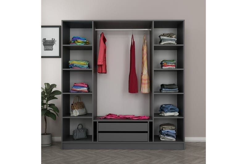 Fruitland Garderobe 180 cm - Antrasitt - Oppbevaring - Garderober & garderobesystem