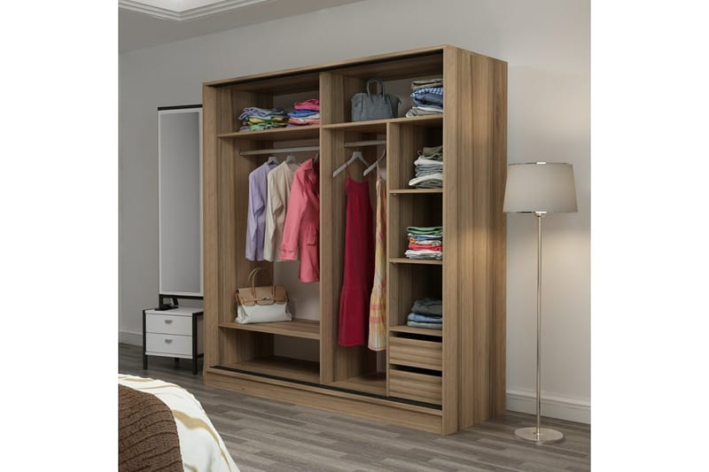 Fruitland Garderobe 180 cm - Grå/Eik - Oppbevaring - Garderober & garderobesystem