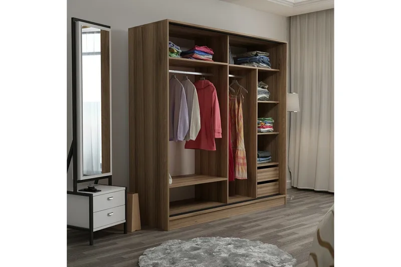Fruitland Garderobe 180 cm - Grå/Eik - Oppbevaring - Garderober & garderobesystem