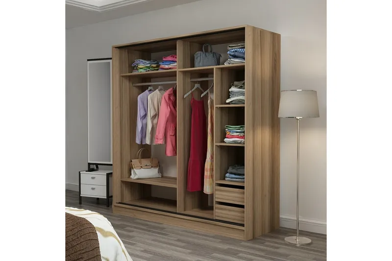 Fruitland Garderobe 180 cm - Grå/Eik - Oppbevaring - Garderober & garderobesystem