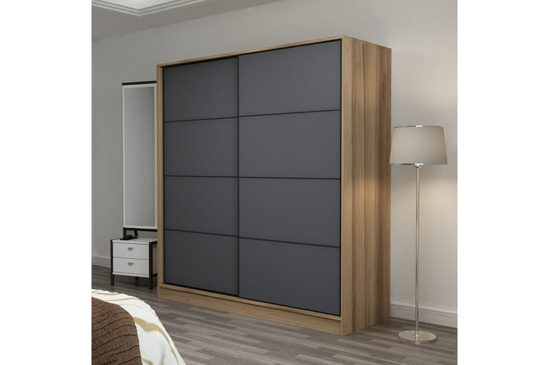 Fruitland Garderobe 180 cm - Grå/Eik - Oppbevaring - Garderober & garderobesystem