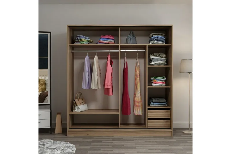Fruitland Garderobe 180 cm - Grå/Eik - Oppbevaring - Garderober & garderobesystem
