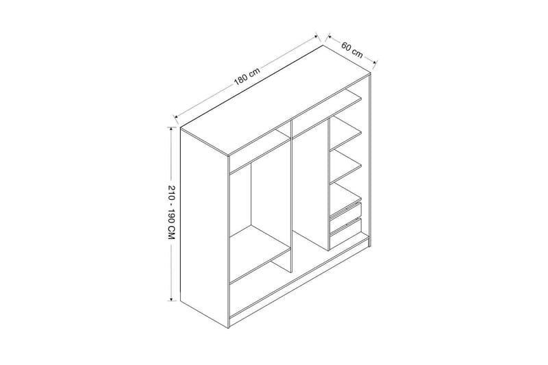 Fruitland Garderobe 180 cm - Hvit - Oppbevaring - Garderober & garderobesystem
