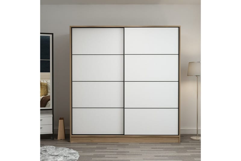 Fruitland Garderobe 180 cm - Hvit/eik - Oppbevaring - Garderober & garderobesystem