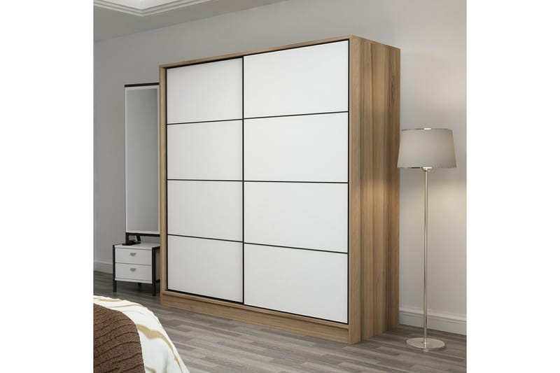 Fruitland Garderobe 180 cm - Hvit/eik - Oppbevaring - Garderober & garderobesystem