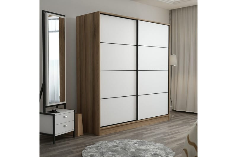 Fruitland Garderobe 180 cm - Hvit/eik - Oppbevaring - Garderober & garderobesystem
