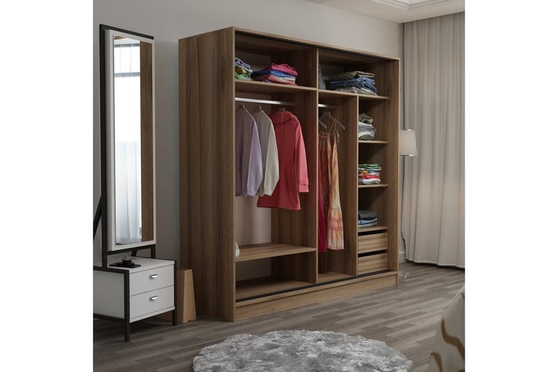 Fruitland Garderobe 220 cm - Brun/Svart - Oppbevaring - Garderober & garderobesystem
