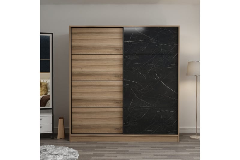 Fruitland Garderobe 220 cm - Brun/Svart - Oppbevaring - Garderober & garderobesystem