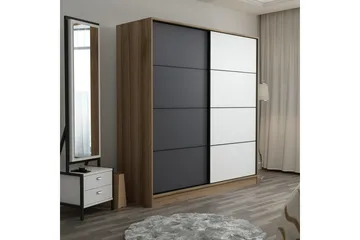 Fruitland Garderobe 220 cm - Ek/Grå/Hvit - Oppbevaring - Garderober & garderobesystem