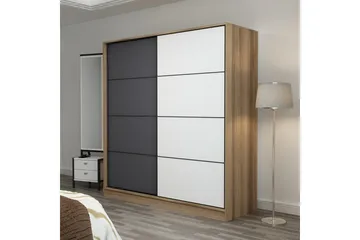 Fruitland Garderobe 220 cm - Ek/Grå/Hvit - Oppbevaring - Garderober & garderobesystem