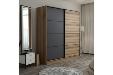 Fruitland Garderobe 220 cm - Grå/Brun/Eik - Oppbevaring - Garderober & garderobesystem
