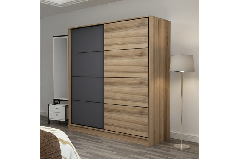 Fruitland Garderobe 220 cm - Grå/Brun/Eik - Oppbevaring - Garderober & garderobesystem