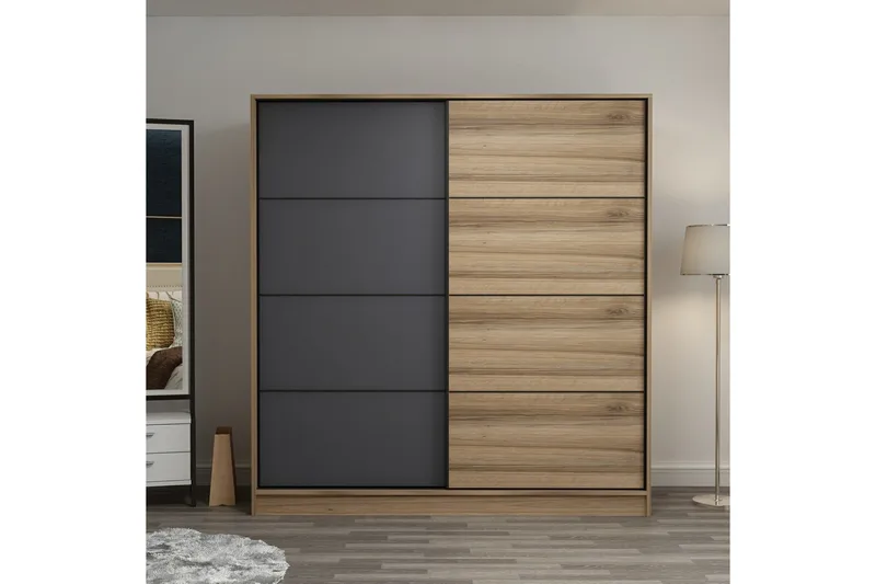 Fruitland Garderobe 220 cm, Grå/Brun/Eik
