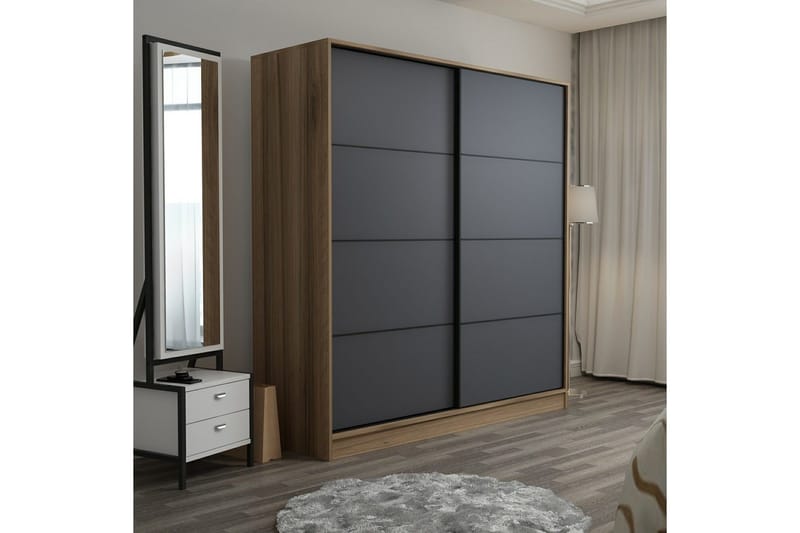 Fruitland Garderobe 220 cm - Grå/Eik - Oppbevaring - Garderober & garderobesystem