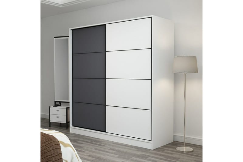 Fruitland Garderobe 220 cm - Grå/Hvit - Oppbevaring - Garderober & garderobesystem
