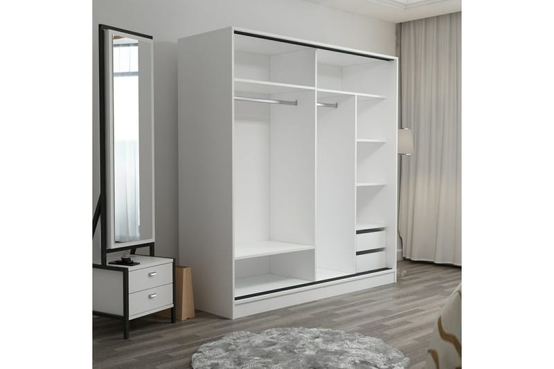 Fruitland Garderobe 220 cm - Grå/Hvit - Oppbevaring - Garderober & garderobesystem