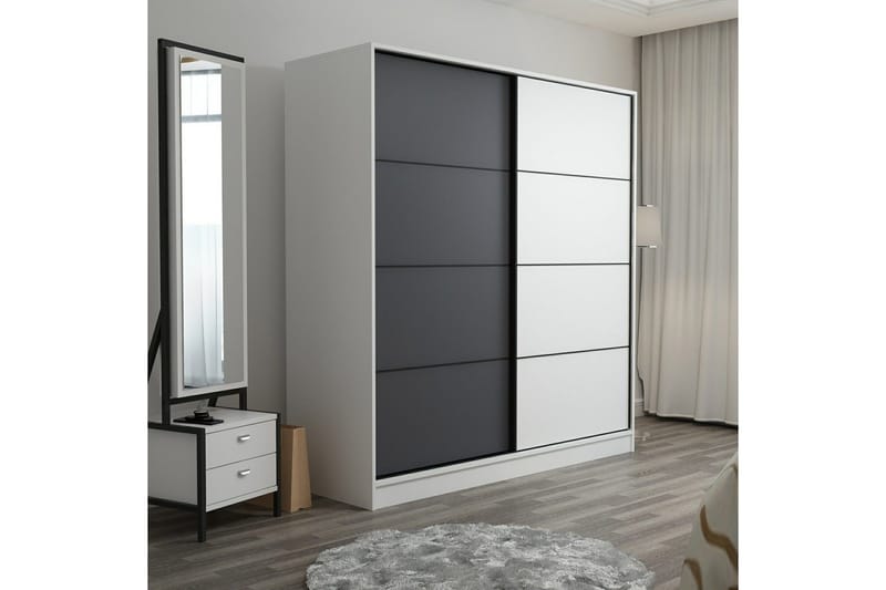 Fruitland Garderobe 220 cm - Grå/Hvit - Oppbevaring - Garderober & garderobesystem