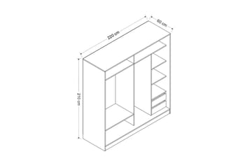 Fruitland Garderobe 220 cm - Grå/Hvit - Oppbevaring - Garderober & garderobesystem