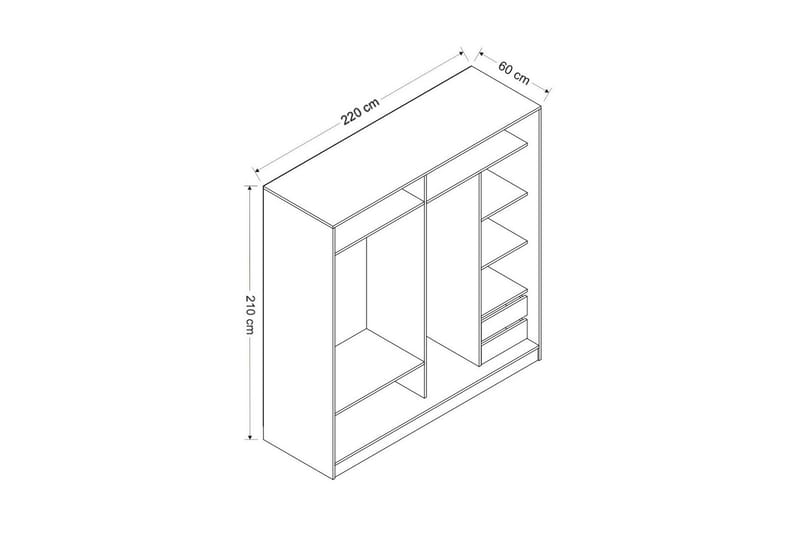 Fruitland Garderobe 220 cm - Grå/Hvit - Oppbevaring - Garderober & garderobesystem
