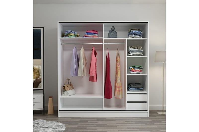 Fruitland Garderobe 220 cm - Grå/Hvit - Oppbevaring - Garderober & garderobesystem
