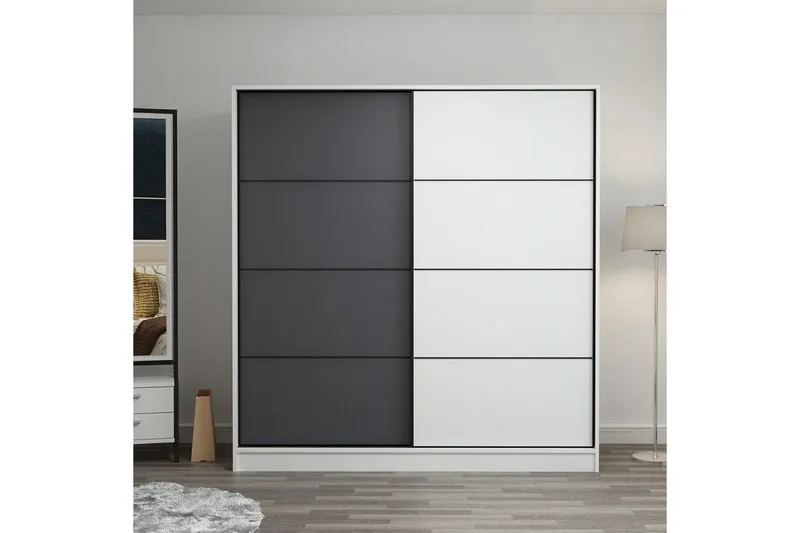 Fruitland Garderobe 220 cm, Grå/Hvit