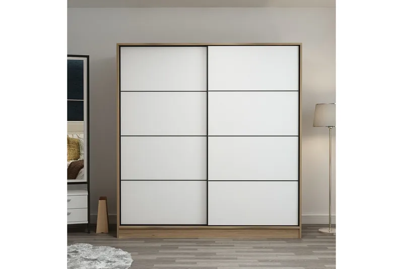 Fruitland Garderobe 220 cm, Hvit/eik